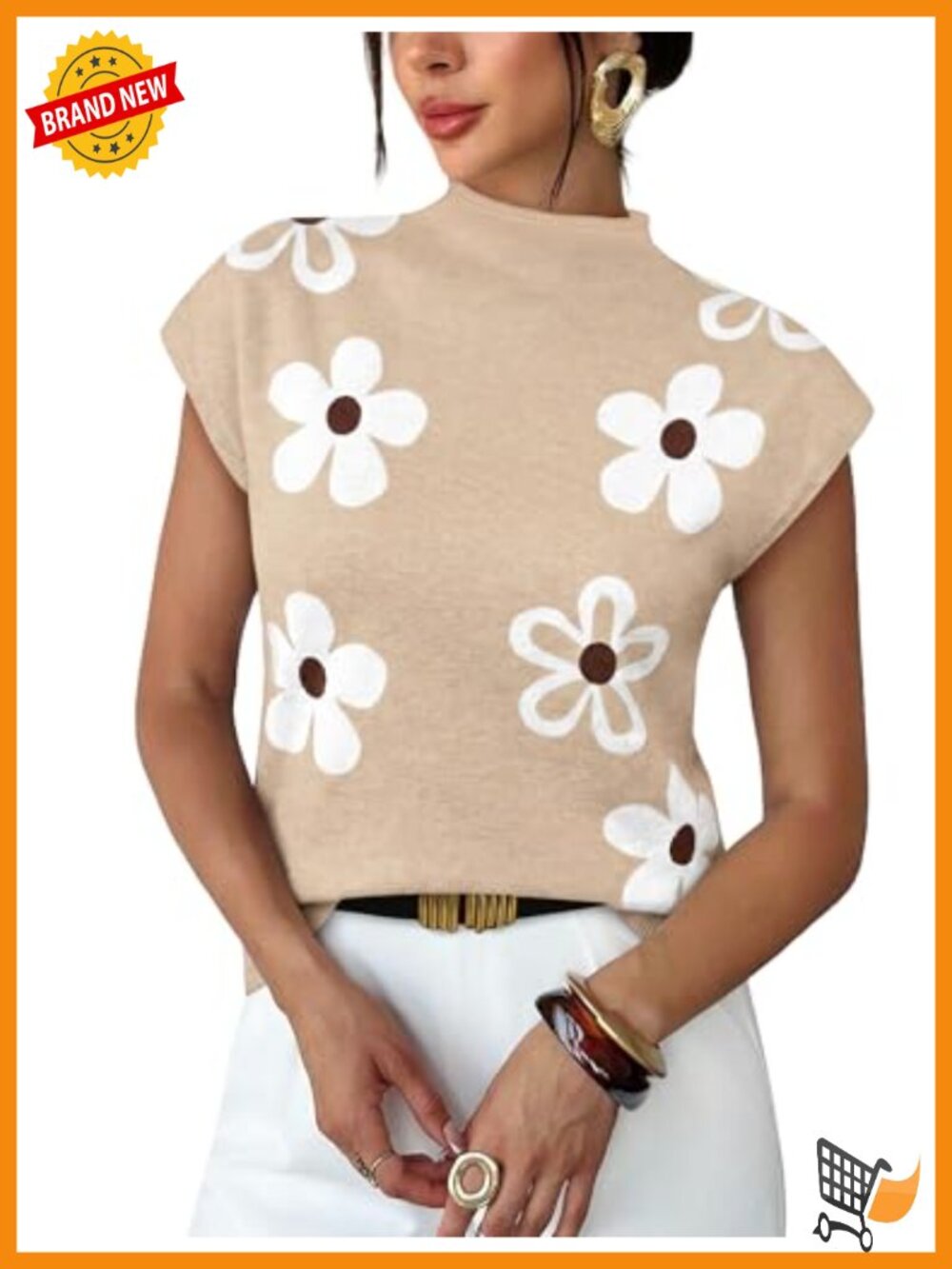 Womens Short Sleeve Mock Neck Sweater Lightweight Knit Summer Top Casual